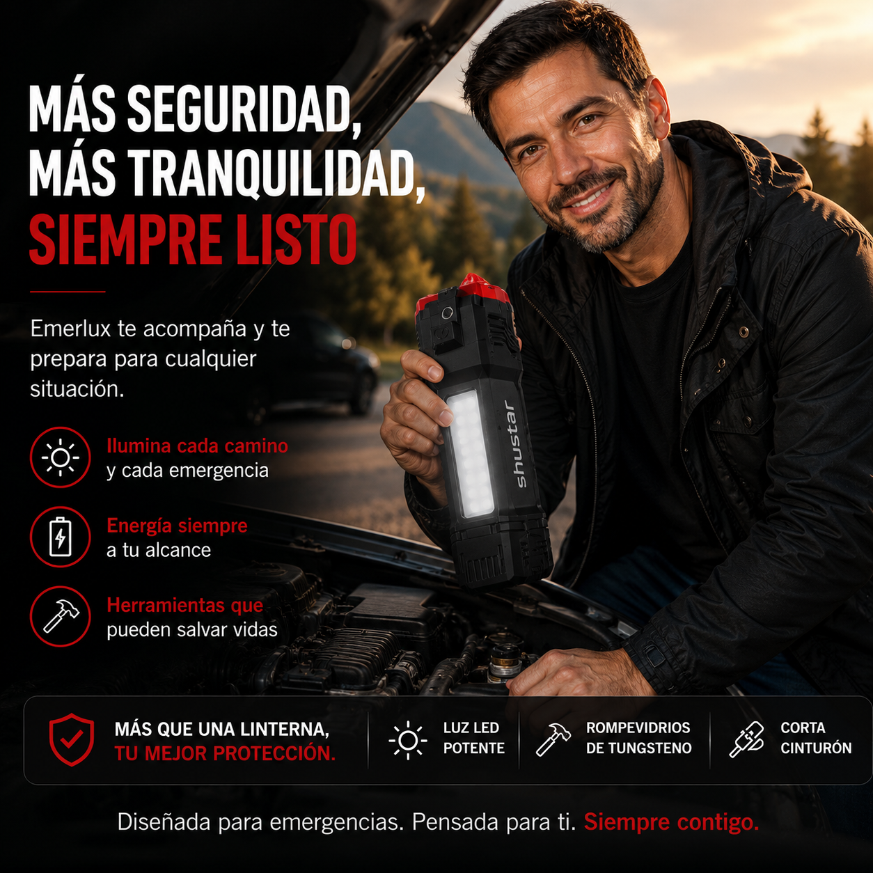 Linterna Multifuncional 4 En 1 Recargabl