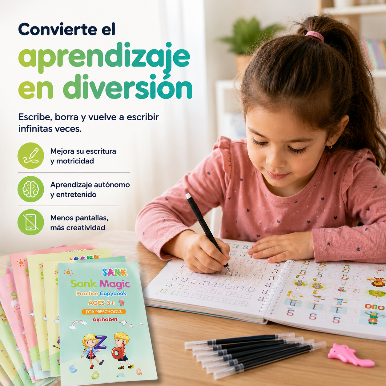 Set cuaderno magic caligrafia montessori