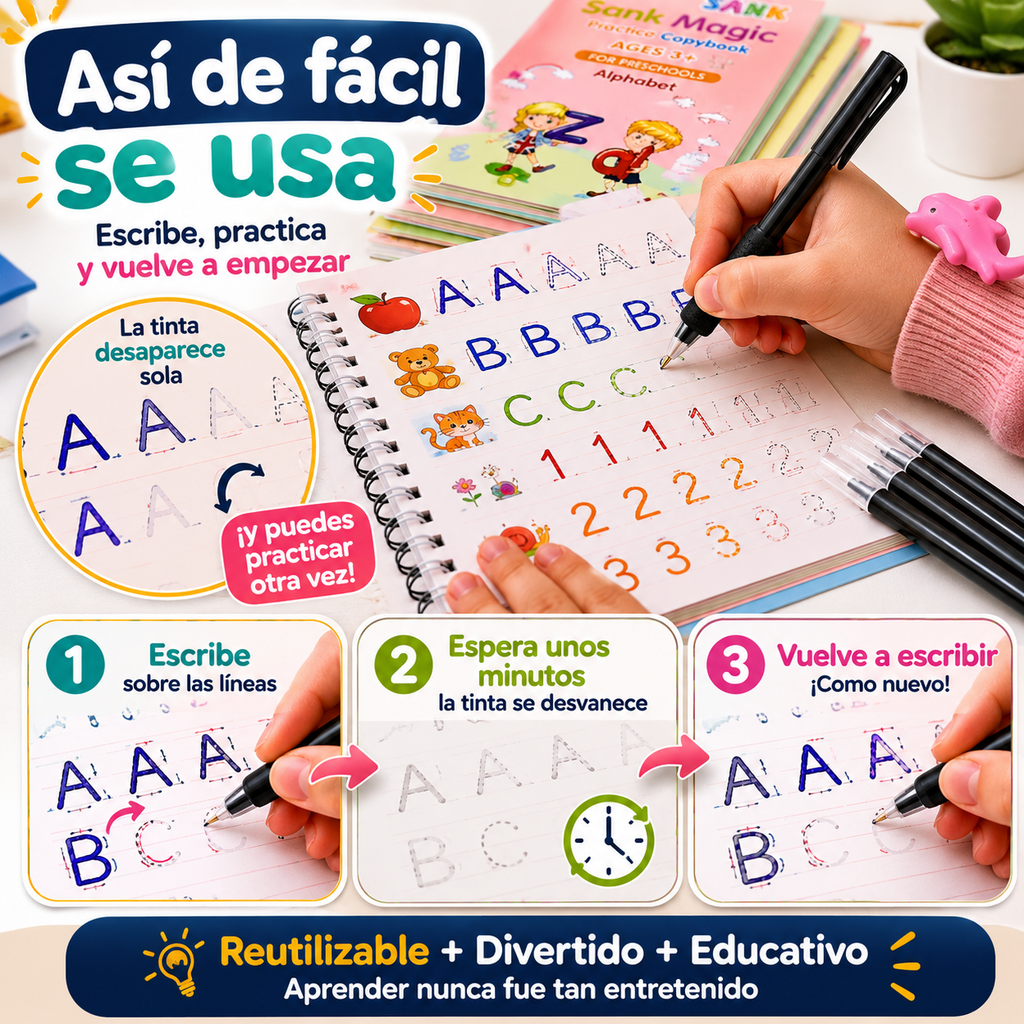 Set cuaderno magic caligrafia montessori