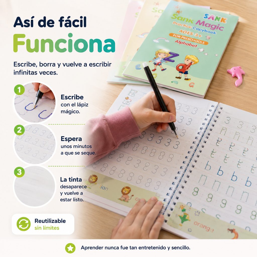 Set cuaderno magic caligrafia montessori