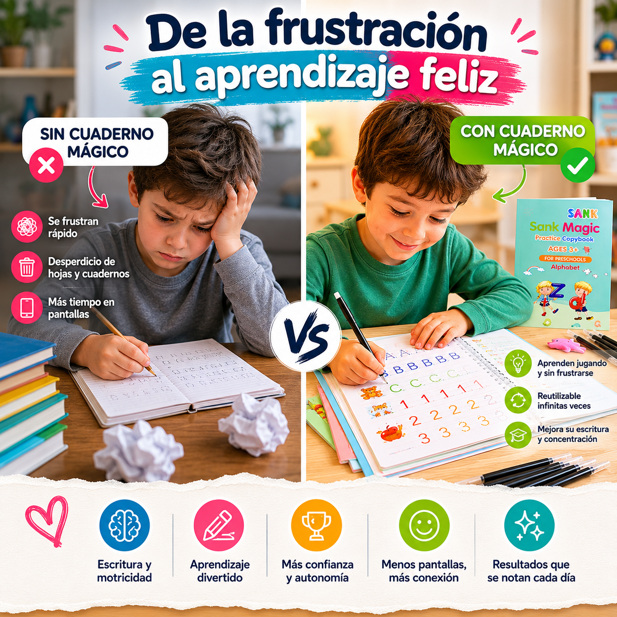 Set cuaderno magic caligrafia montessori